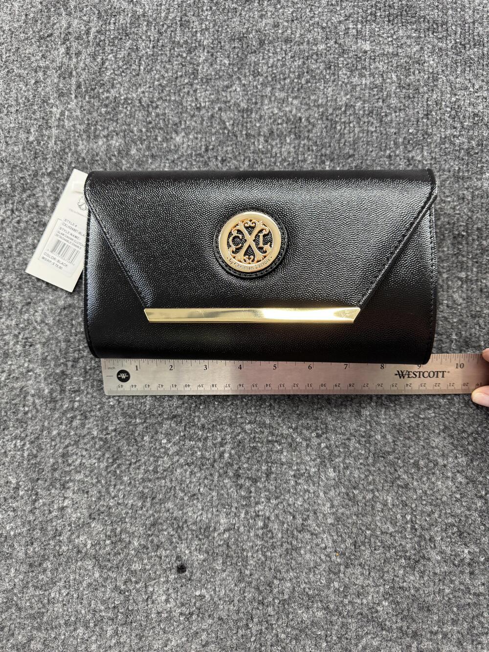 CXL By Christian Lacroix Clutch Bag Womens Small Black Glam Caviar Chain Strap